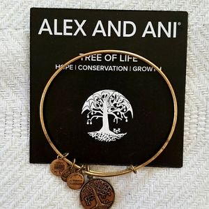 Alex and Ani Gold Tone Tree Bracelet & Card